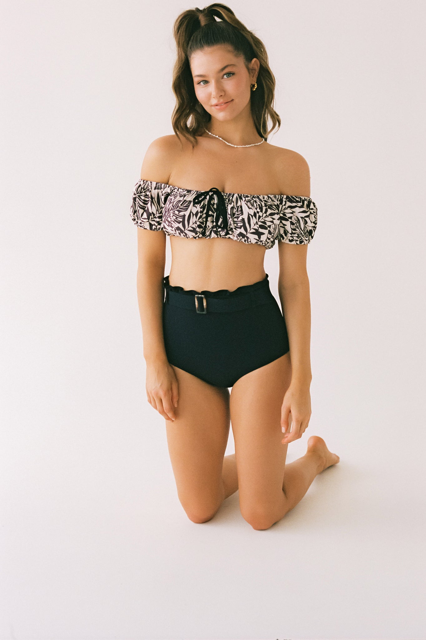 Bailey Puff Sleeve High Waist Belted Bikini Set